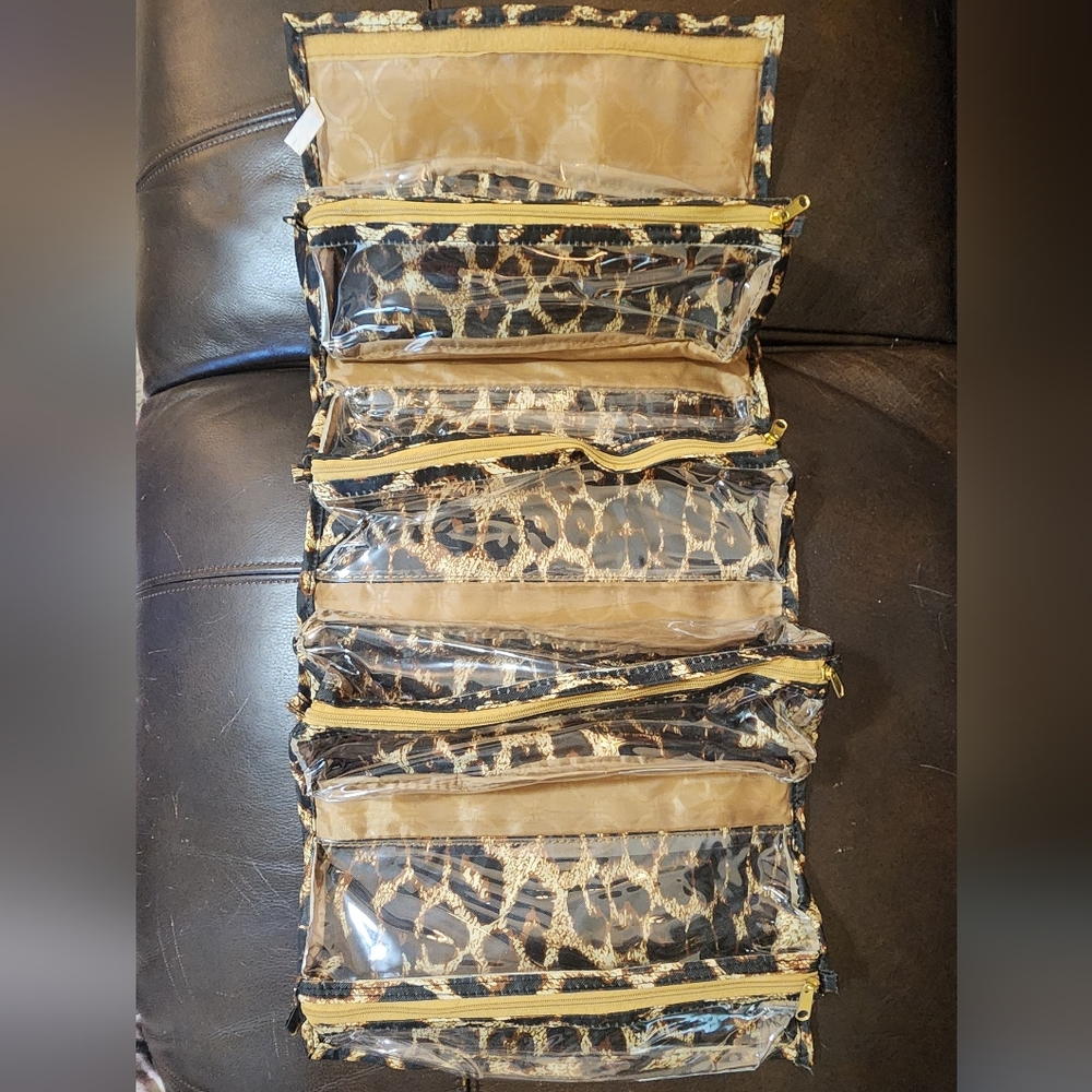 JM New York Leopard Print Bag with Gold Accents
